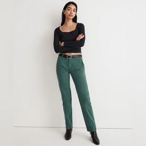 Madewell NWT garment dyed low slung straight chino pants in spruce green